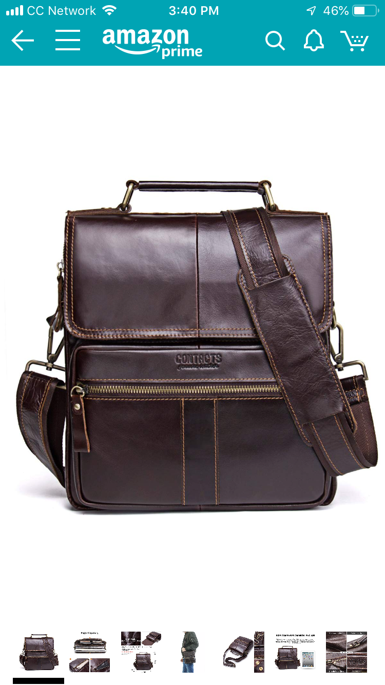 Contacts leather messenger bag