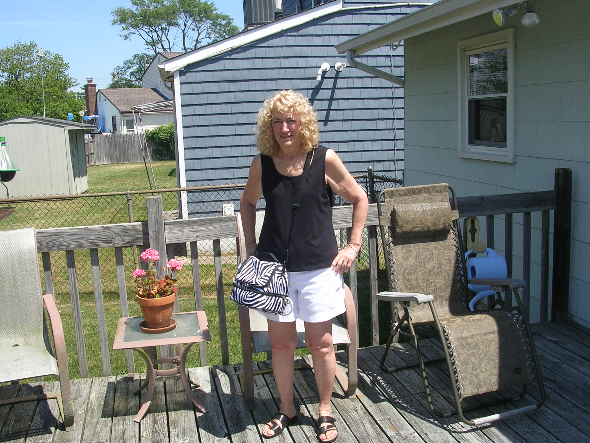 Sue with her Zebra Bag.